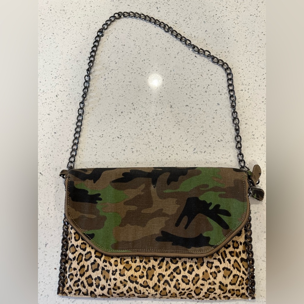 Deena and Ozzy camouflage and leopard shoulder bag